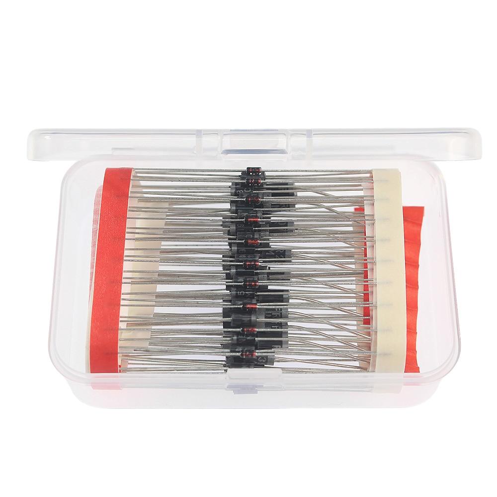 100ks 8 Value Schottkyho dioda Sada usměrňovacích diod 1N4148 1N4007 1N5819 1N5399 1N5408 1N5822 FR107 FR207 Rychle spínaná dioda