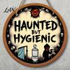 Unique Bathroom Wall Art Halloween Hanging Ornaments, Creative Ghost Wooden Decorative Plaque Sign, Sign for Restroom Wood Door