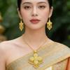Zinc Zinc Alloy Gold Plated Jewelry Set Thai Women Jewelry Suit Sweet Necklace Earrings Set  Wedding