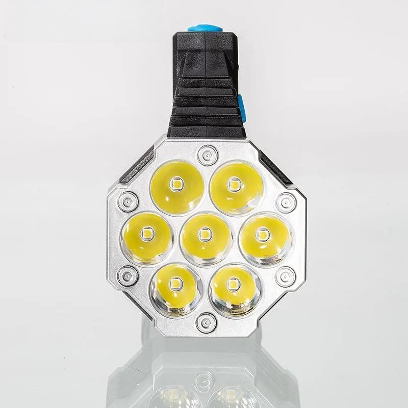 High Power Rechargeable LED Flashlights 7/4LED Camping Torch With COB Side Light Lightweight Outdoor Lighting ABS Material