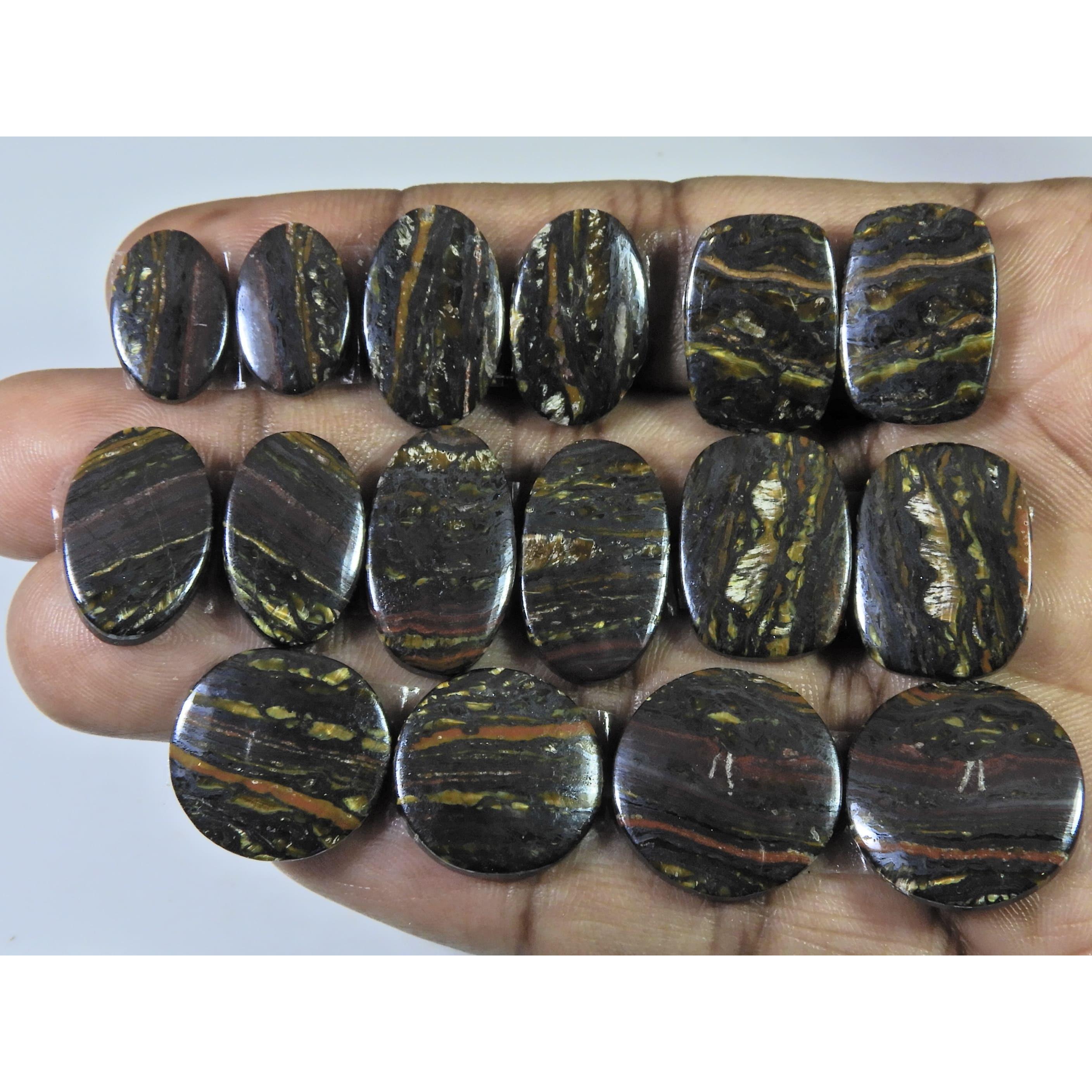 

187Cts. Natural Iron Tiger Matched Pair Mix Cabochon Gemstone 08 Pair Lot C-382