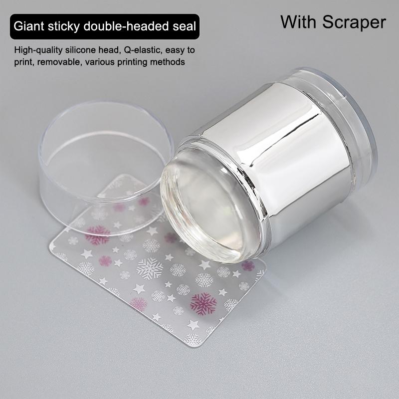 Double Headed French Nail Art Stamper With A Nail Scraper Silicone Clear Head Nail Mold Stamping Template For Diy Manicure Size