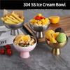 Double Walled Footed Stainless Steel Dessert Container Puddings Cup Ice Cream Bowl For Birthday Parties And Coffee Shops