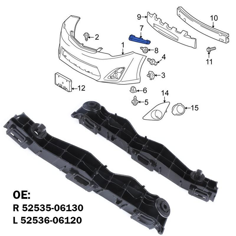 Auto Front L&R Bumper Support Retainer Bracket For Toyota Camry 2012 2013 2014 Car Accessories Replacement 5253606120 5253506130