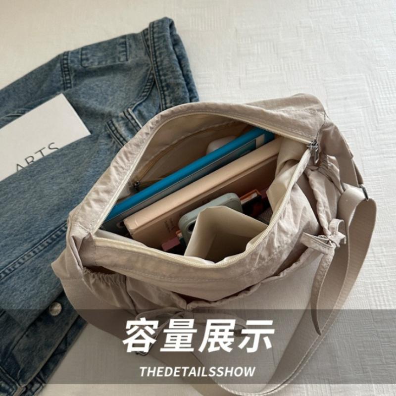 Simple Solid Color Women Shoulder Bags Casual Lightweight Ladies Large Tote Handbag Travel Portable Student Class Crossbody Bag