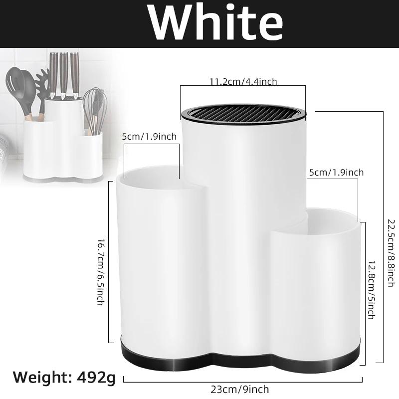 Knife Holder Multi-Function Utensil Stand Knife Block PP Flatware Drainer Storage Box Spoon Fork Kitchen Organizer Rack