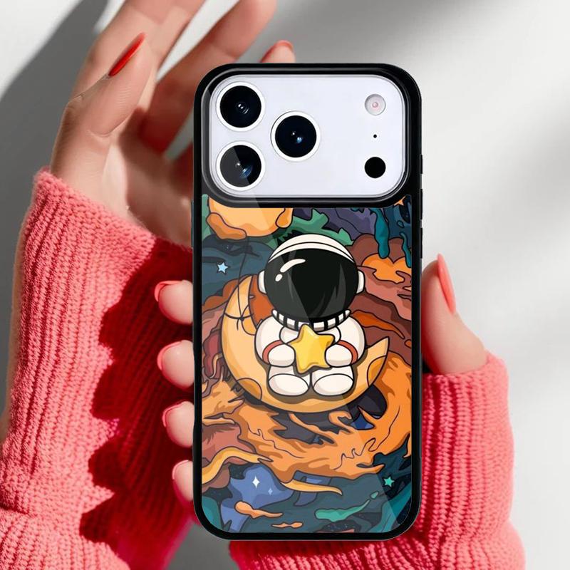 Cute galaxy Astronaut Phone Case for iPhone 17 16 15 14 13 Pro Max Back Cover for 12 11 Pro Coque