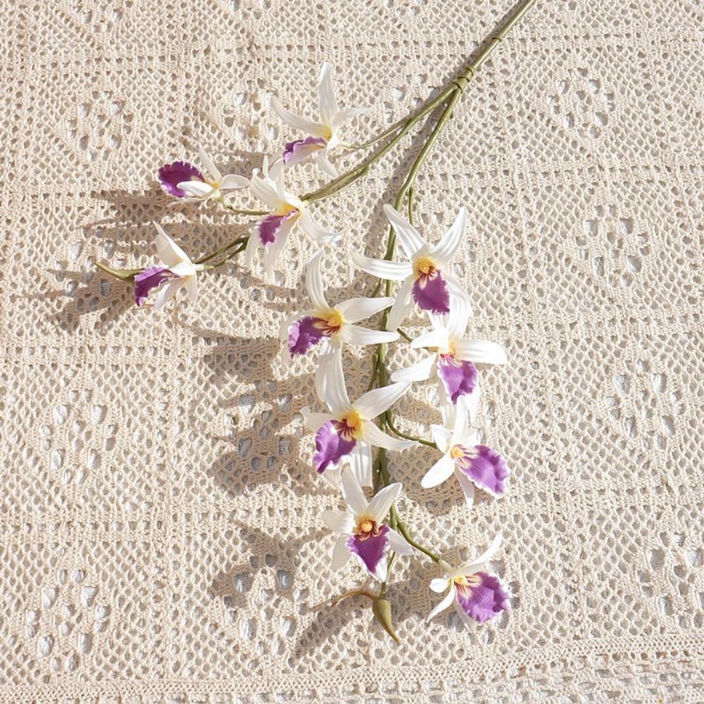 

2 Fork Artificial Dendrobium Branch Real Touch Fake Flowers Home Living Room Decor светло-фиолетовый
