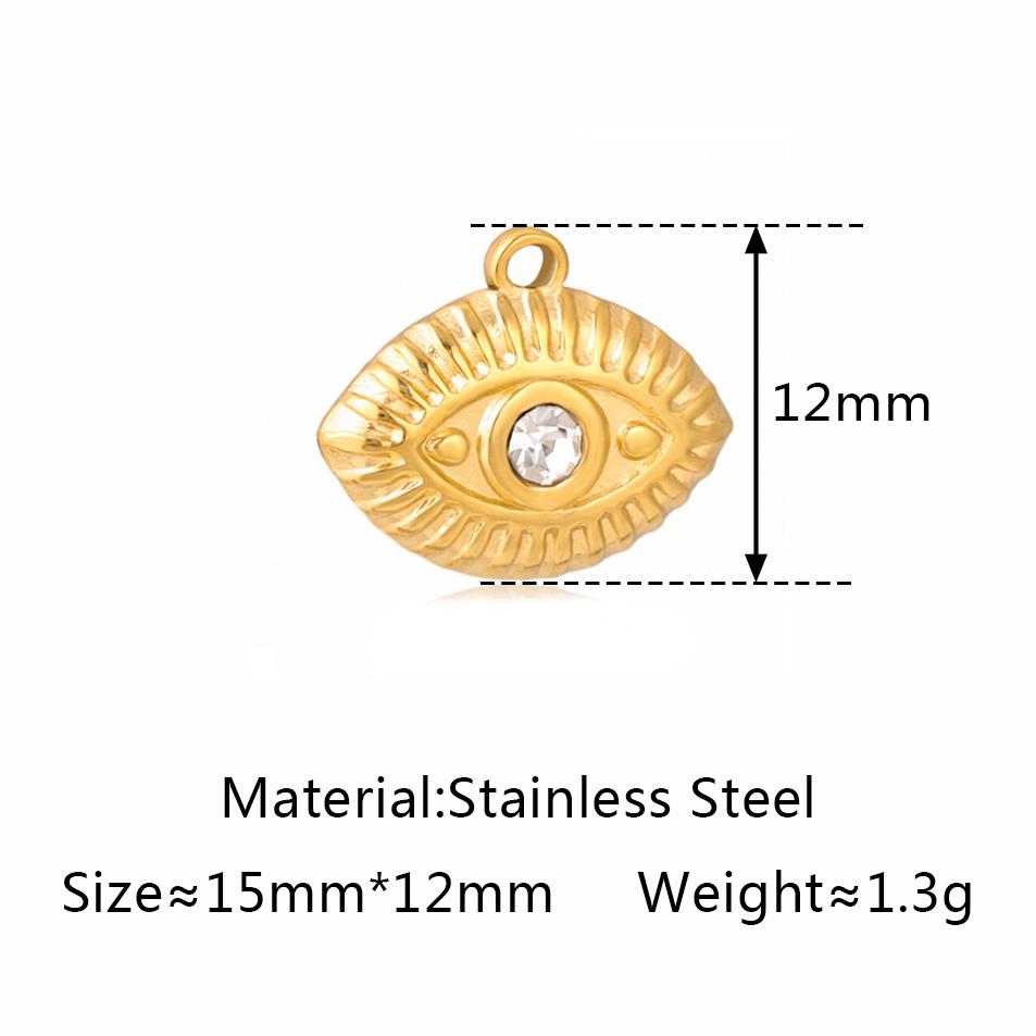 3 Stück Edelstahl Goldfarben Beschichtet Strassstein Blaues Böses Auge Anhänger Halskette Armband Ohrring DIY Schmuckherstellung Zubehör