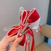 New Year Cute Pompom Kids Hair Clips Winter Plush Hairpins Braid Accessory Red Bow Princess Girl Headwear New Year Gift For Kids