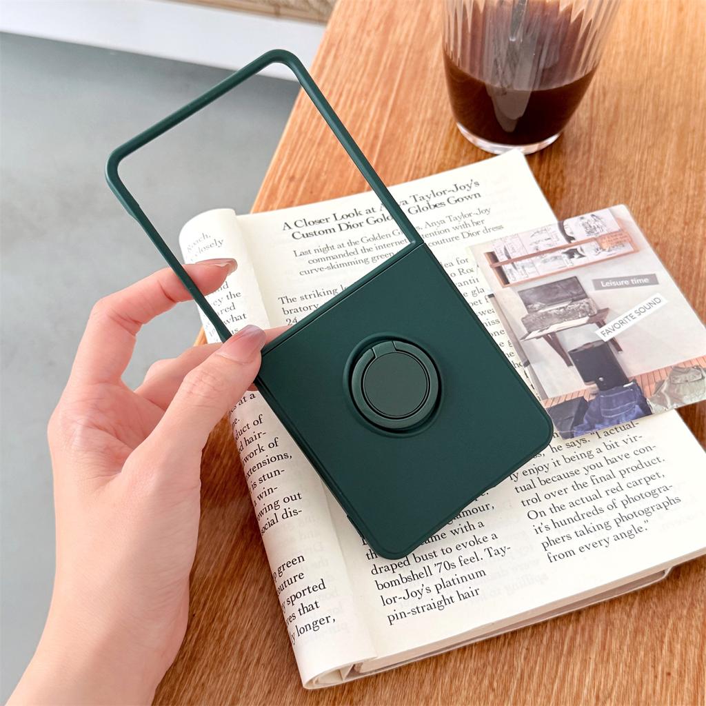 Für Samsung Z Flip 7 FE Flüssigsilikon Ringhalter Handyhülle Ständer Abdeckung für Galaxy Z Flip 6 5 4 3 Schutzhülle