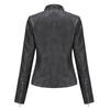 Women's Slim Leather Stand-Up Collar Zipper Stitching Solid Color Jacket