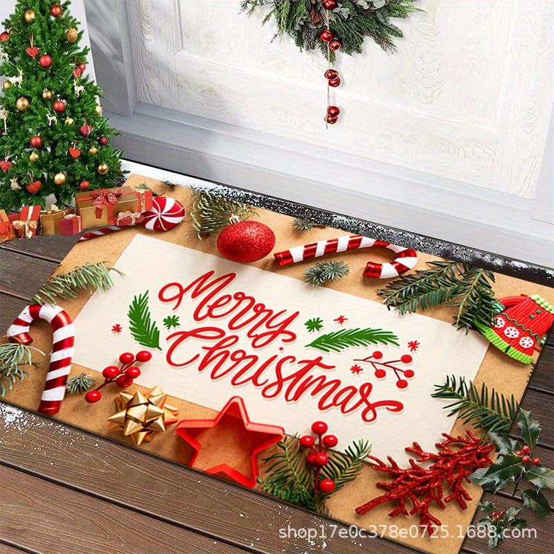 1Pc Christmas Floor Mat Santa Floor Mat Door Mat Door Mat Living Room Decorative Carpet Bathroom Stain Resistant Floor Mat