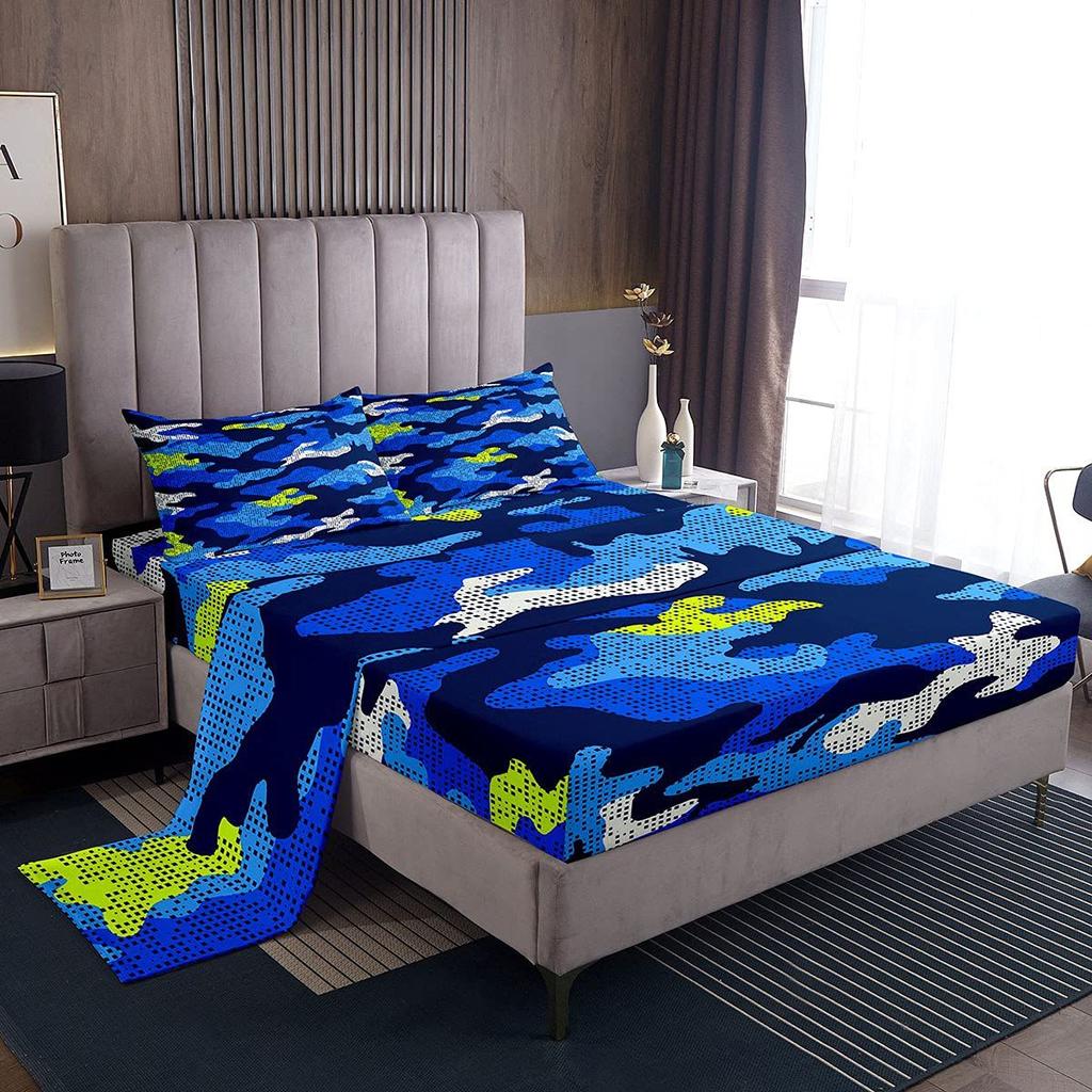 Camouflage Personalized Pattern Bed Hat Four-piece Bedding Set Bedroom Dormitory Bedding Decoration