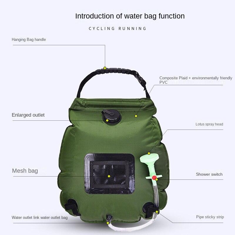 Outdoor Solar Water Bag Shower Bag Camping Shower Water Storage Bag Portable Shower Bag 20L Shower Water Bag