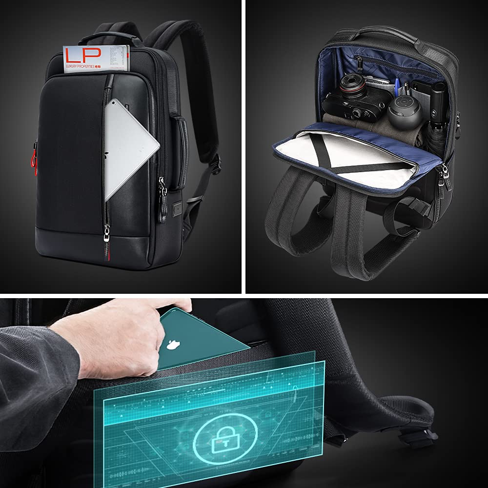 Rucsac de Afaceri BOPAI pentru Bărbați, Capacitate Mare, Impermeabil 3-Way4-Way, cu Port de Încărcare USB, Geantă pentru Laptop cu Capacitate Suplimentară, Perfect pentru Naveta,