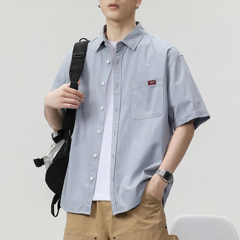 Japanische Retro-Arbeitskleidung Kurzarmhemd Herren Weit Lässig Amerikanisches Sommer Halbarmhemd