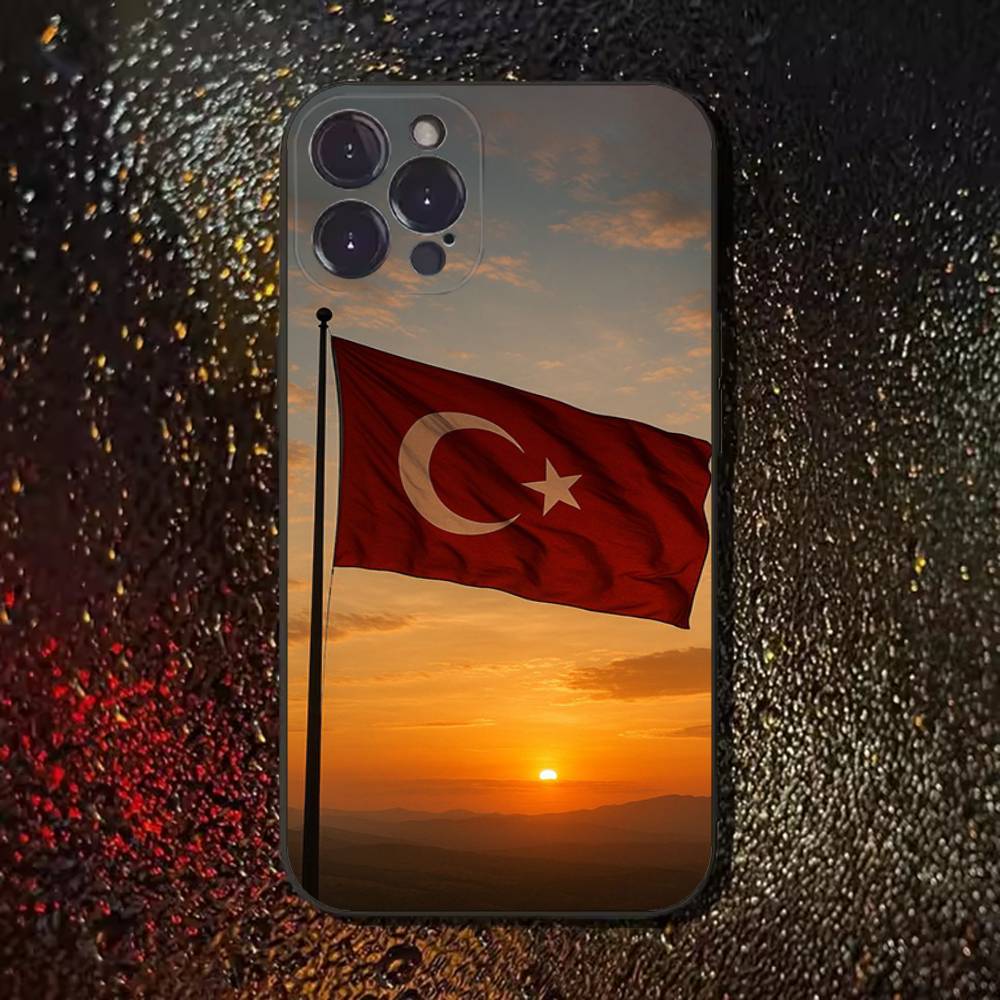 Turkey Turkish Flag Phone Case For iPhone 17,16,15,14,13,12,11 Plus,Pro Max,XS,X,XR,SE,Mini,8,7,Soft Silicone Black Cover