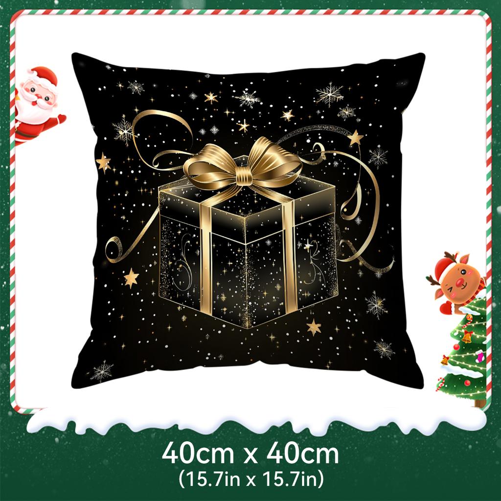 Black Gold Christmas Theme Pillowcase Bedroom Cushion Cover 100% Polyester Living Room Cushion Pillowcase Home Decor