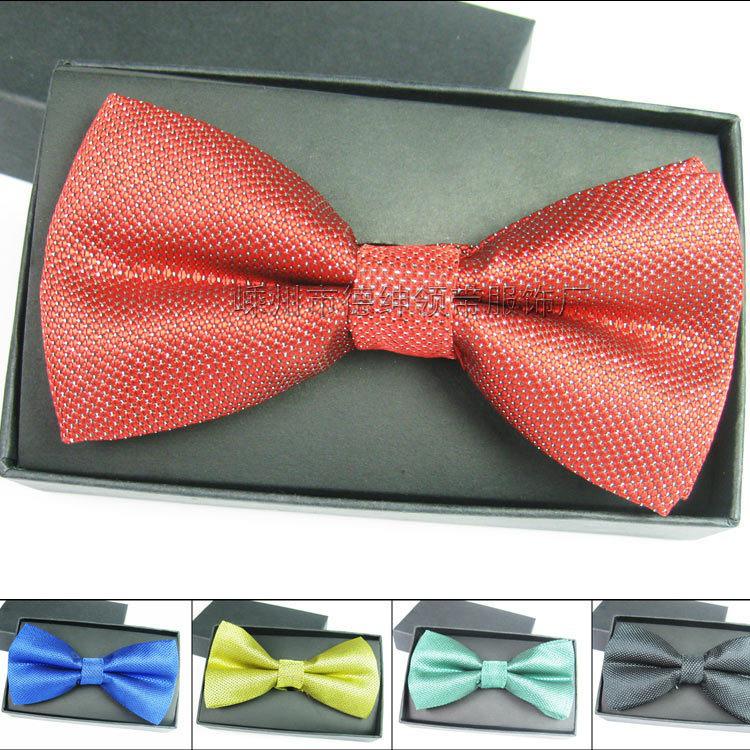 Men's Silver Thread Jacquard Bow Tie In 15 Styles - Polyester, Solid Color, Casual