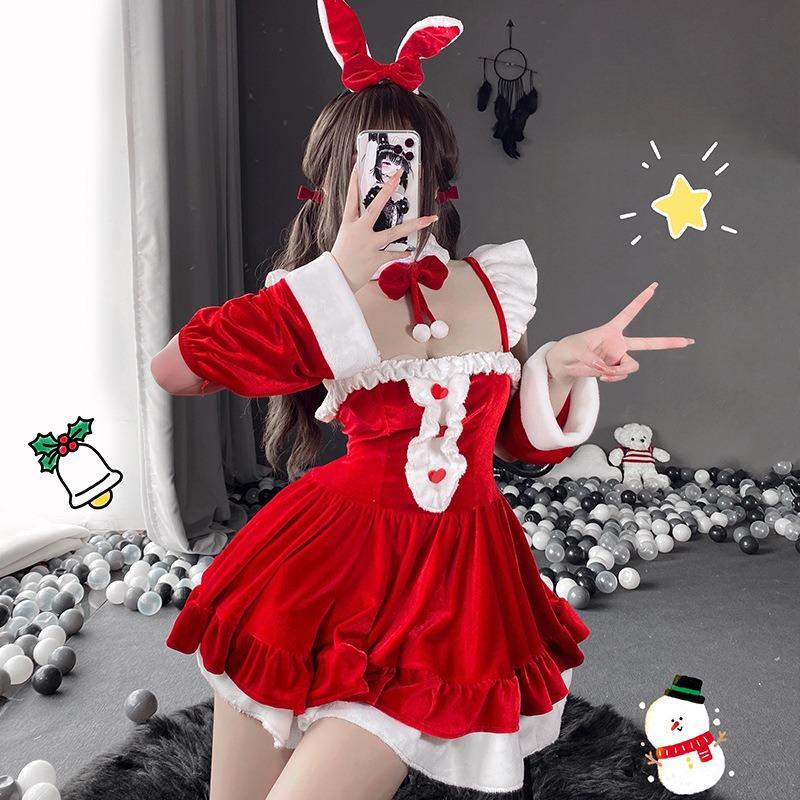 Pure Desire Wind Christmas Dress Red Design Suit Bow Suspender Dress Women's Autumn and Winter Theme Clothing Skirt