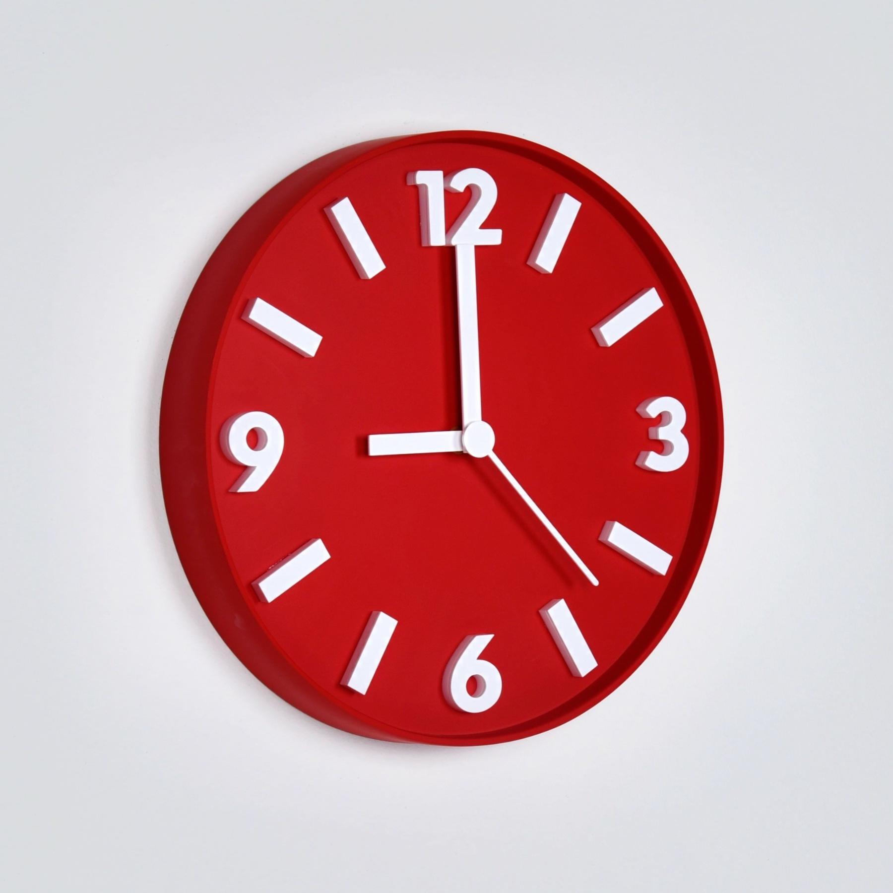 

Simple Retro Red Three-dimensional Scale Wall Clock New Style Living Room Bedroom Home Decoration Clock No Punching and Super Silent Vintage Red - 30 × 30cm-16