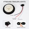 2PCS 4" Round Red LED Trailer Tail Lights - 12 Diodes 3-In-1 Stop/Brake/Turn Lights W/Surface Mount Grommets & 3-Prong Pigtails For Truck Trailer RV