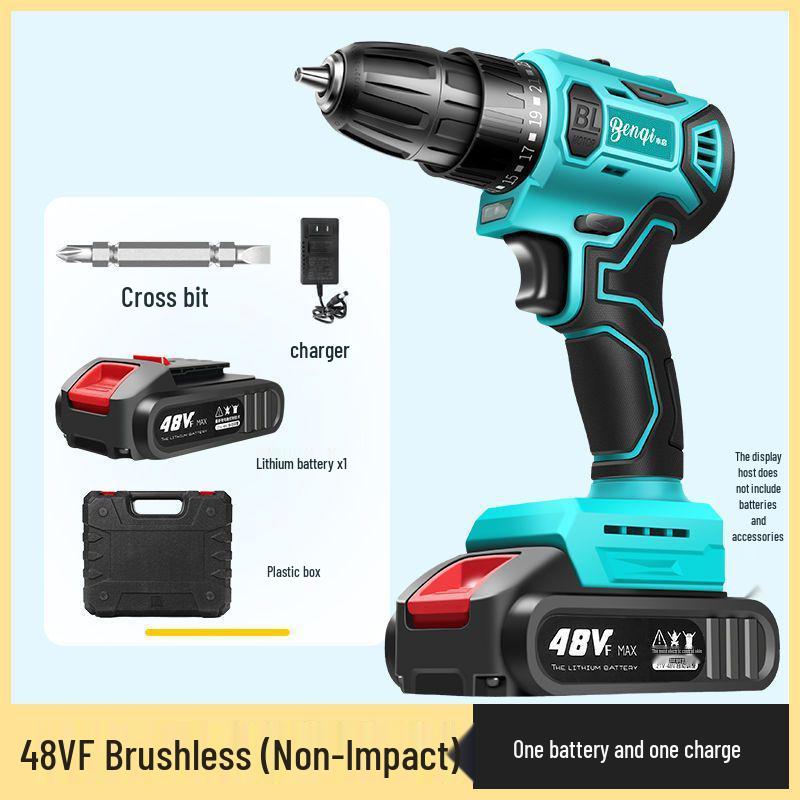 High Power Cordless Brushless Impact Drill with Pure Copper Motor and Rechargeable Lithium Battery
