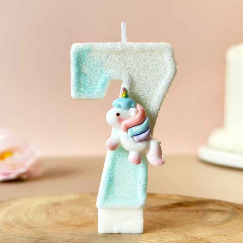 Cute Unicorn Digital Candle Birthday Candle Party Festival Cake Decoration Atmosphere Props