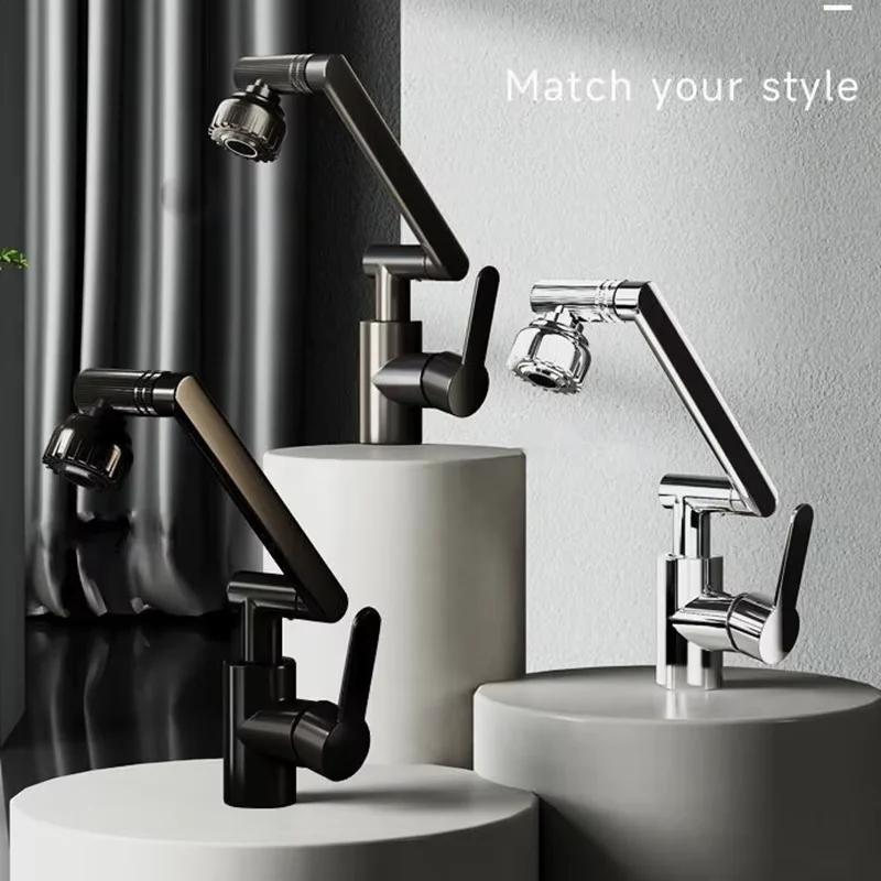 Rotating Faucet Robotic Arm Dual-mode Universal Hot and Cold Household Washbasin Sink Washbasin Kitchen Bathroom
