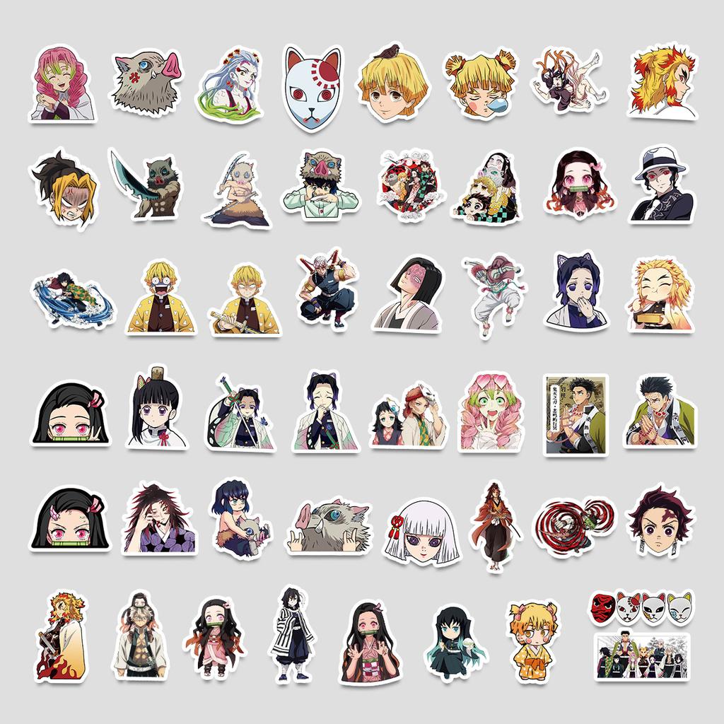 50 Japanese Style Demon Slayer: Blade of The Demon Slayer Graffiti Stickers Suitcase Waterproof Decorative Stickers Cartoon Japanese Comic Stickers