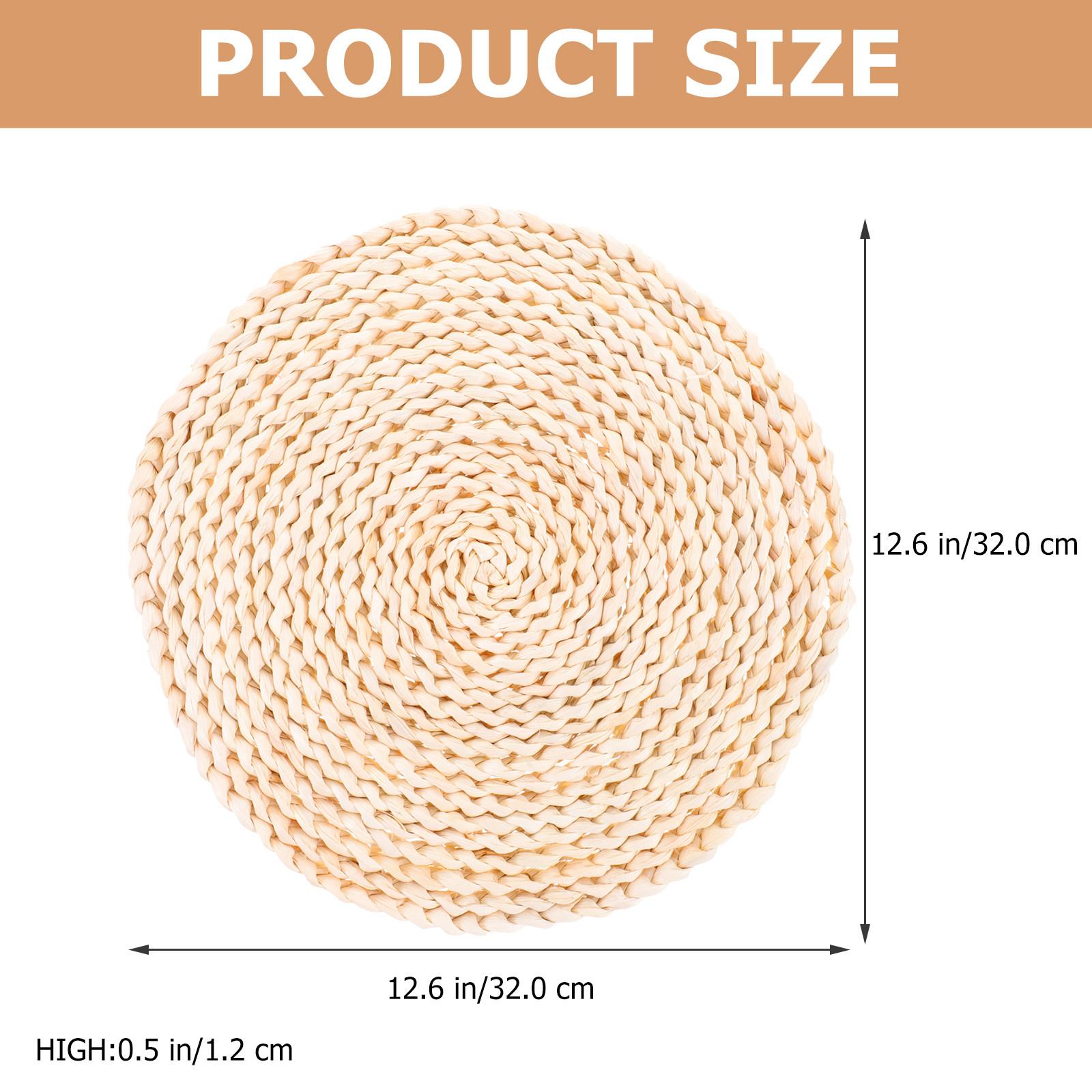 Woven Corn Husk Placemat Heat Resistant Dining Table Braided Round Place Mat Rustic Natural Design Dining Table Decor 32X32X1.2CM