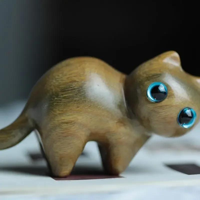 Charming Wooden Kitten Figurine Handcrafted Cat Decor for Home Perfect Gift Idea Cat Figurine Cat Accessories Decoration Crafts