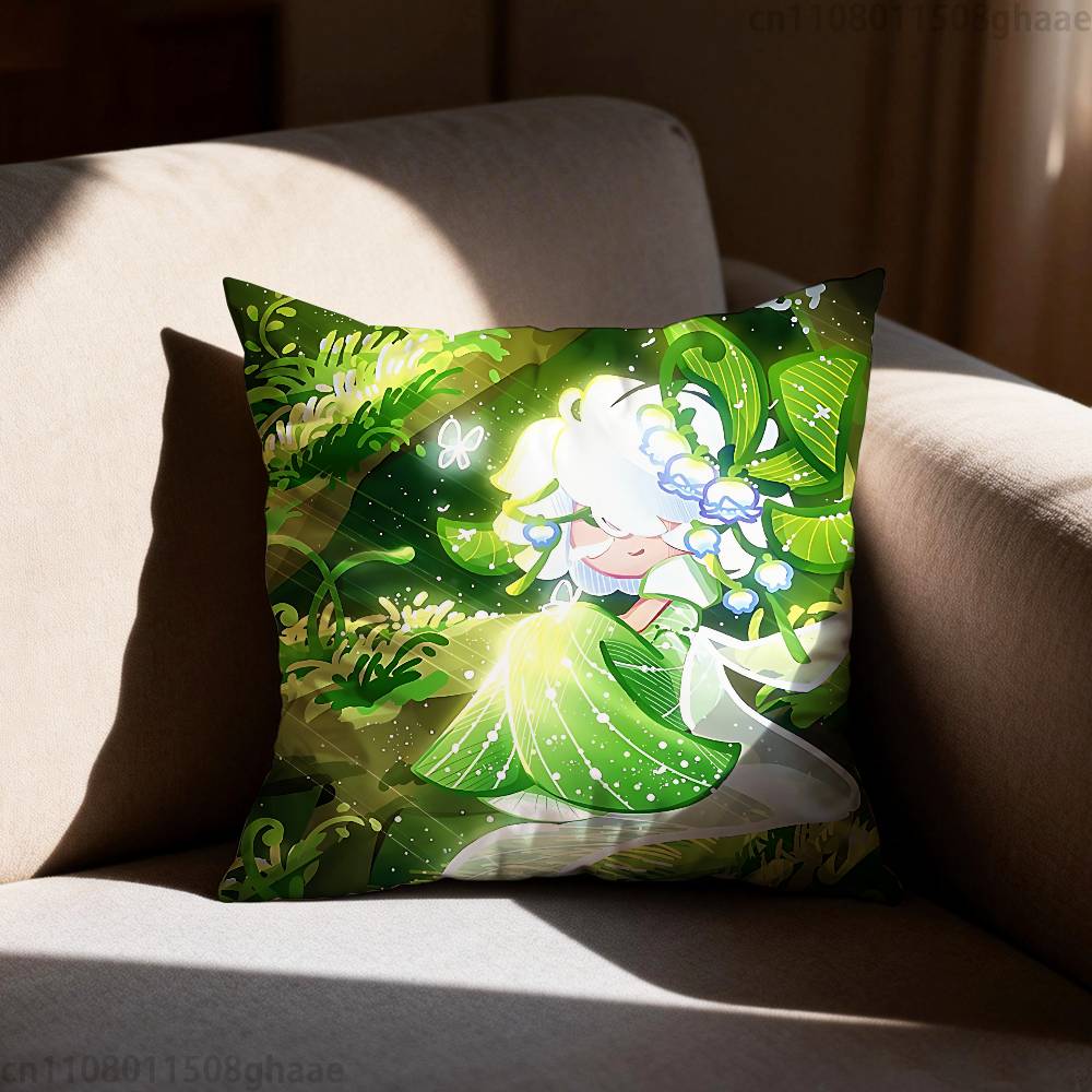 Run Kingdom White lily CCookie Pillow Case Antidustmite Pillowcase Invisible zipper silky short plush Sofa cushion cover