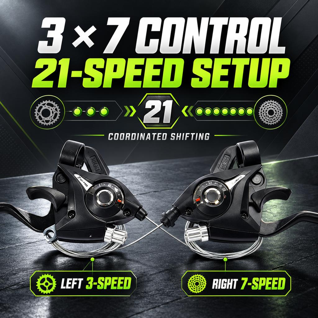 Mountain Bike Shifter Set with Integrated Brake Lever, 3x7/3x8 Speed, Clamp-On