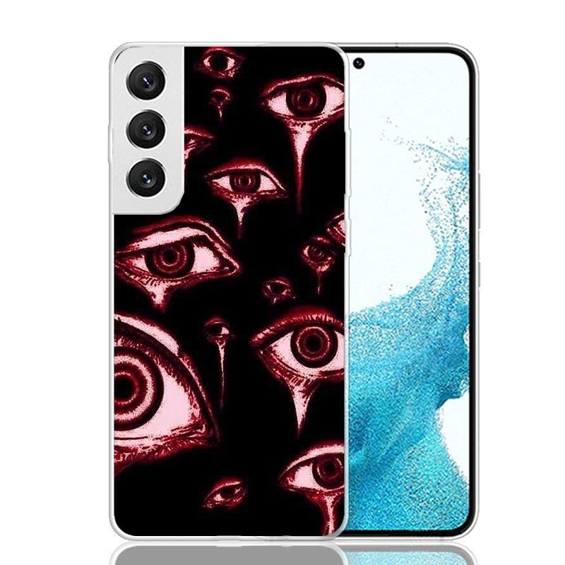 Scary Face Eyes Phone Case For Samsung Galaxy S26 Ultra S23 S24 S25 Edge S20 FE S21 S22 Plus Soft Print Shell Cover Fundas Galax
