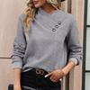 Women's Casual Elegant Asymmetrical Neck Sweater Solid Color Fall Winter Top for Casual Comfortable Pullover