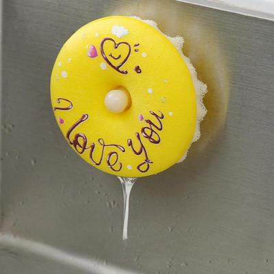 Niedlicher, antihaftbeschichteter Spülschwamm mit Baumwoll-Saugnapf und wasserabsorbierender Schaumbürste