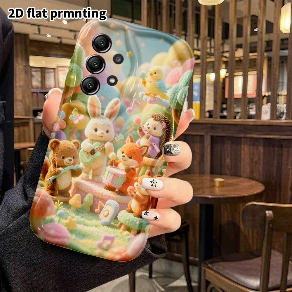 Phone case: 2D flat, suitable for Samsung Galaxy A34 A35 M05 M06 S20 S22 S21 FE Plus 5G, forest concert, perfect Christmas and Halloween holiday gift
