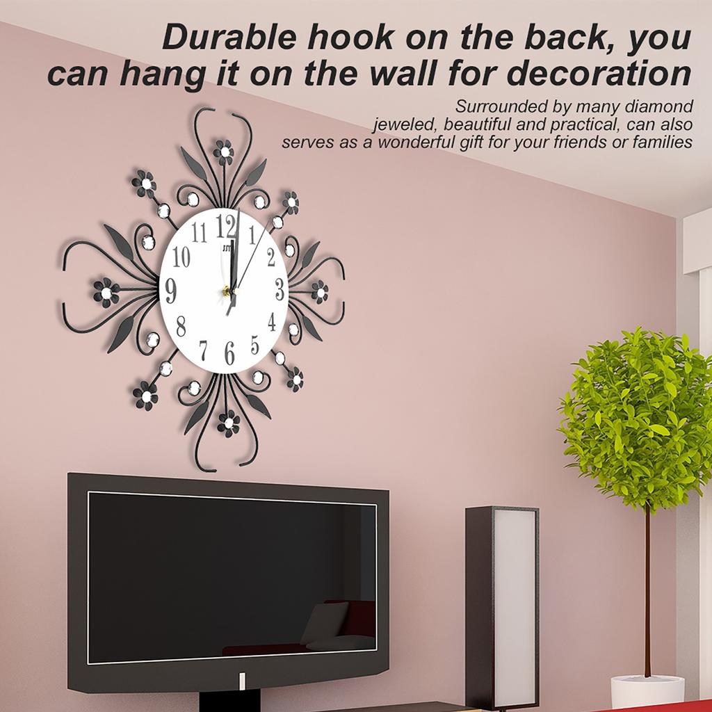 Iron European Style FlowerShaped Wallmounted Clock Hanging Wall Clock