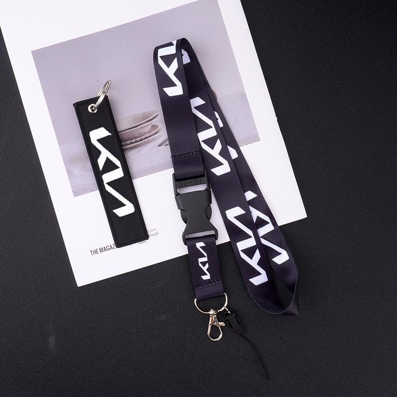 HFVY8 Car Keychain Neck Wear ID Card Pass Lanyard Nylon Long Keyring Ribbon For KIA KN Rio Ceed Sportage Cerato Sorento Optima Picanto
