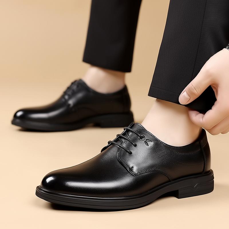 Fashion Outdoor Walk Flats Classic Men's Casual Leather Oxfords Shoes Lace Up Business Formal Dress Footwear Lace Up Male Derby Shoes