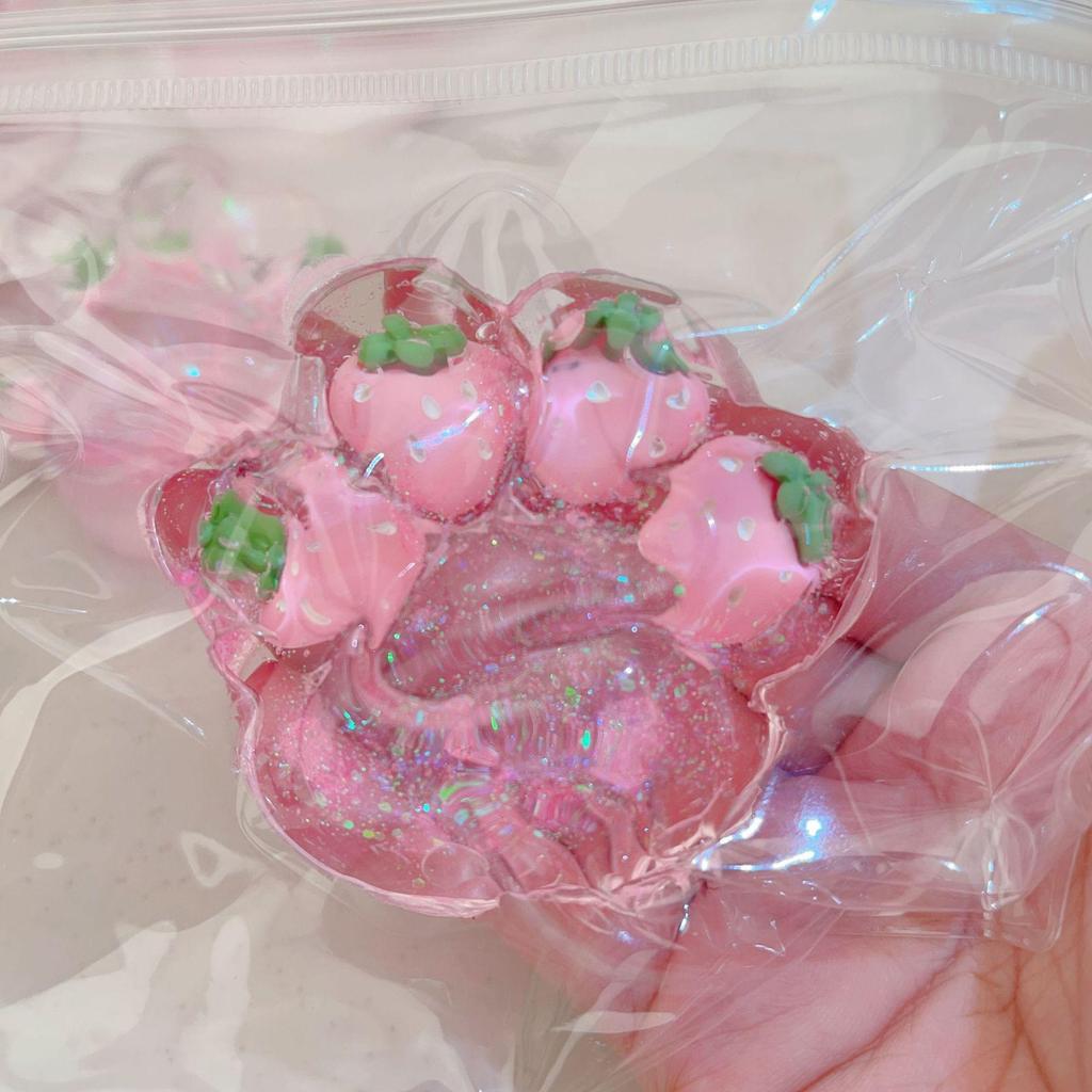 Strawberry Cat Paw Slime Decompression Toy - Slow Rebound Cute Stress Reliever.
