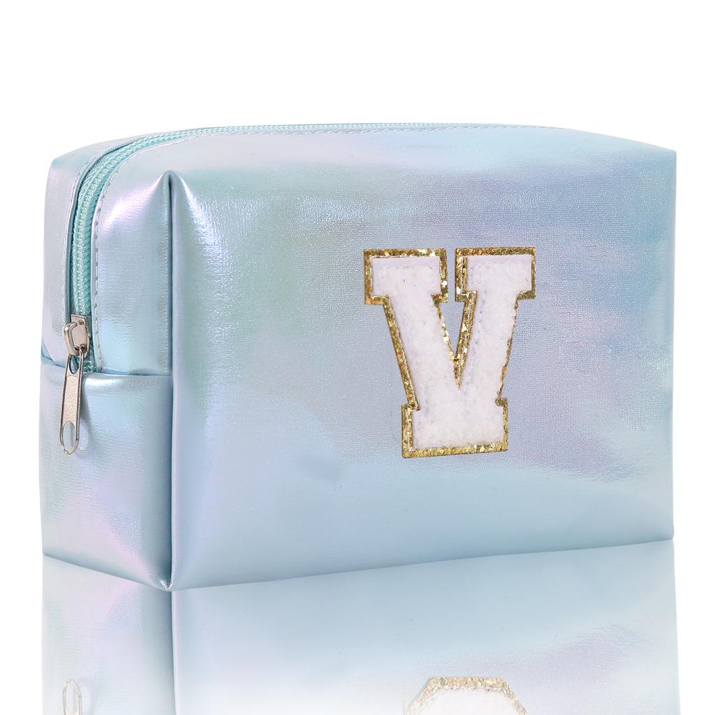 Octagon Bag Embroidery Alphabet Makeup Bag Large Capacity Toiletry Bag Travel Storage Bag Clutch Bag
