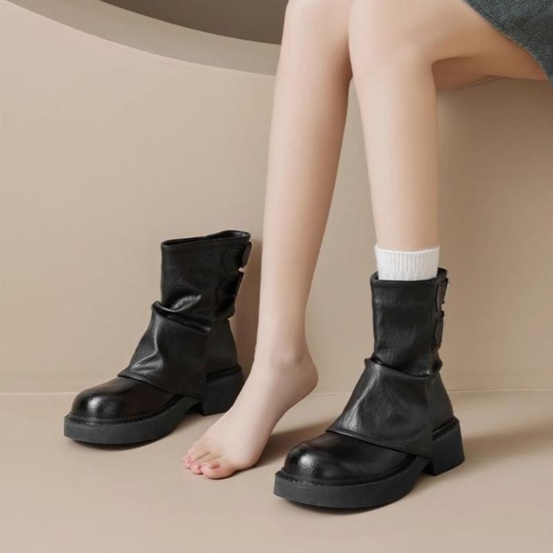 Fashion Booties Height Increasing Spring Autumn Leather New In Woman Short Shoes Trend 2025 Chic and Elegant Pu 39 Ankle Boots for Women