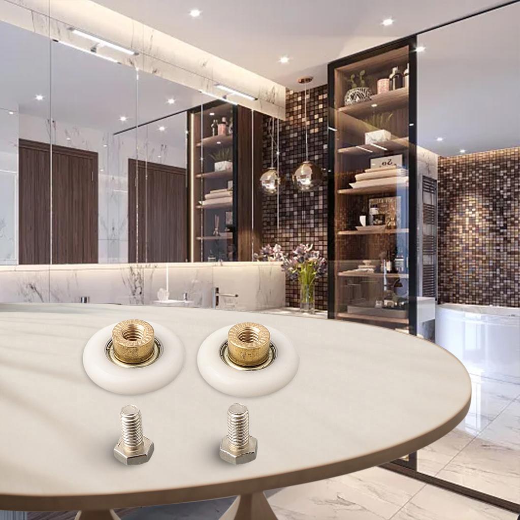 2 *Screws Door Rollers 4-8mm 6-8mm. Brass Centre Nylon Outer Wheel