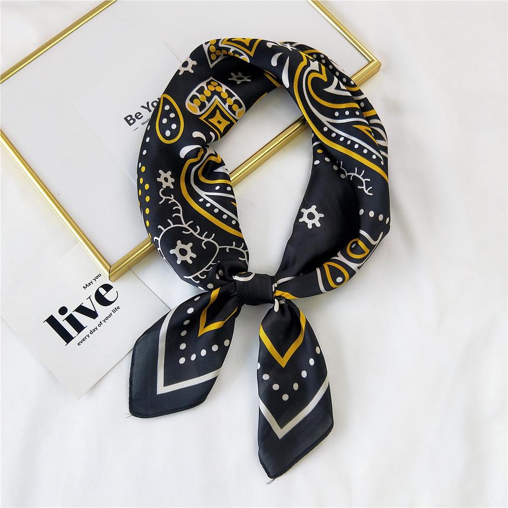 New Silk Square Scarf Women Retro Paisley Cashew Print Neckerchief Female Foulard Head Hijab Hairband Soft Neck Bag Ribbon Satin