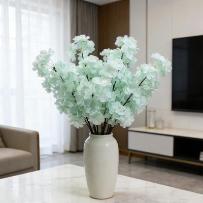 Künstliche Kirschblütenzweige 55 cm hoch Kunstseide Pfirsichstiele Fake-Blumenarrangement für Zuhause Hochzeit Tischvase Dekor
