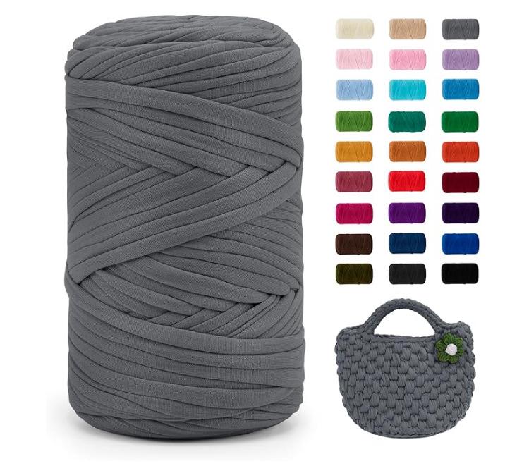 Chunky Large Roll 400g T-shirt Yarn for DIY Knitting, Crochet, Bags & Floor Mats