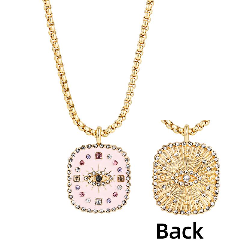 

Cute Eyes Heart Palm Zodiac Signs Necklace for Women Double Sided Enamel Star Pendant Collar Gold Color Stainless Steel Chain